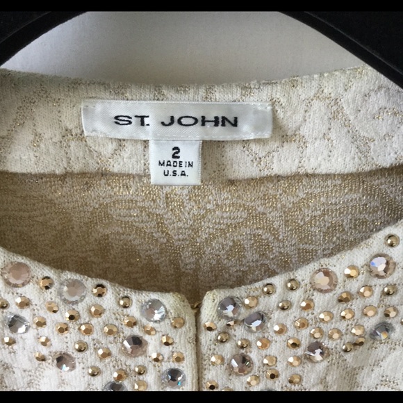 ST JOHN Gold Gilded Dress Jacket Swarovski Crystal - Picture 8 of 8